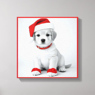 Feestelijke pup in kerstkostuums - Holiday Vibes Canvas Afdruk