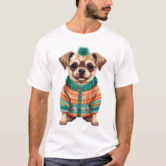 Feestelijke Pup in Sweater Magic T-shirt