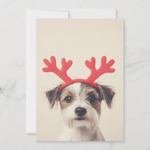 Feestelijke Pup met Rendierhoorns Kaart
