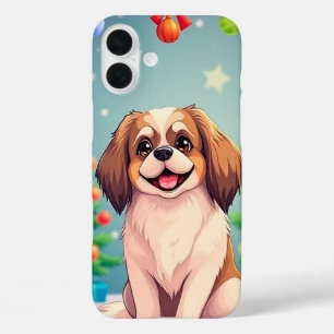 🎅 Feestelijke Puppy Kerstvreugde ✨ Schattige Kers iPhone 16 Plus Hoesje