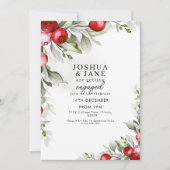 Feestelijke Red Berry Greenery Engagement Party Kaart (Voorkant)