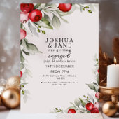 Feestelijke Red Berry Greenery Engagement Party Kaart