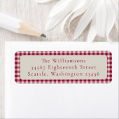 Feestelijke Red Gingham Plaid Aangepast Retouradre Etiket (Insitu)