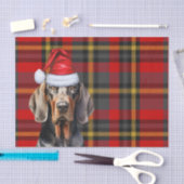 Feestelijke Red Plaid en BT Coonhound Kerstmis Tissuepapier (Craft)