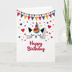 Feestelijke Regenboog Kat Kaart