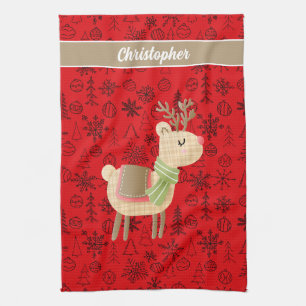 Feestelijke Reindeer theedoek - custom monogram
