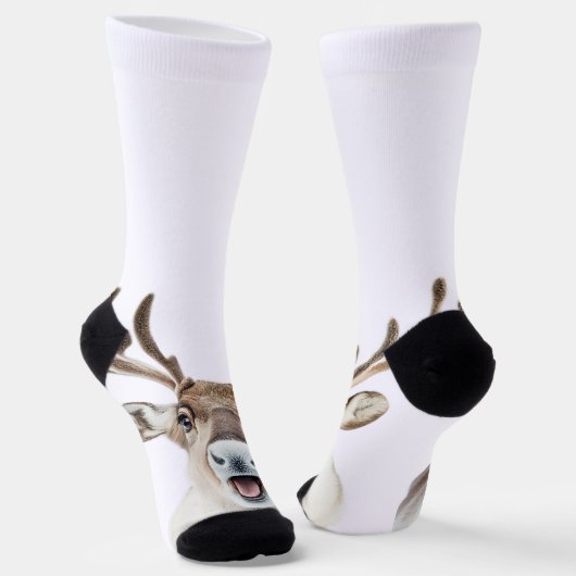 Feestelijke rendier Sokken met Gekke gezichten (Gebogen)