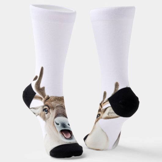 Feestelijke rendier Sokken met Gekke gezichten (Gebogen)