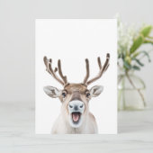 Feestelijke rendier vakantie Kaart met Gekke gezic (Staand voorkant)