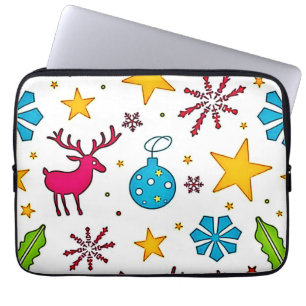 Feestelijke rendiermagiepatroonontwerp laptop sleeve