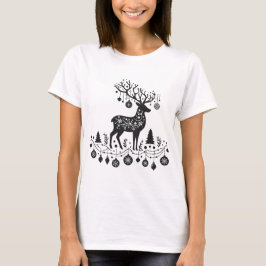Feestelijke rendiersilhouet met Ornamenten T-shirt