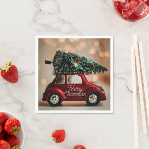 Feestelijke Retro Auto Kerstmiskousen – Tafelset Servet