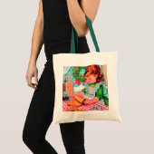 feestelijke retro bakmeisje kerst tote bag (Voorkant (product))