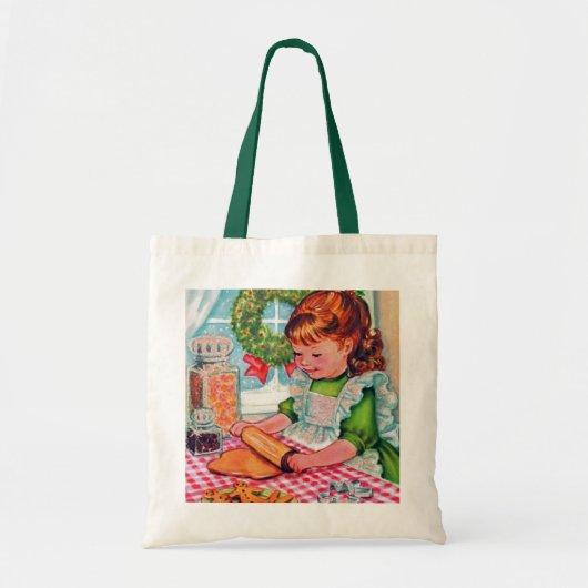 feestelijke retro bakmeisje kerst tote bag (Voorkant)