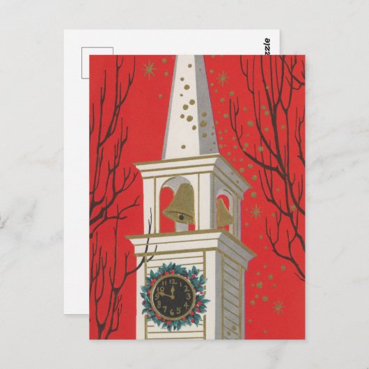 Feestelijke retro Kerk Kerst Briefkaart (Voorkant / Achterkant)