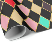 Feestelijke Retro Kerstmis Diamant Patroon Cadeaupapier (Rol Hoek)