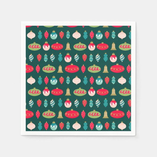 Feestelijke Retro Kerstversiering Midcentury Moder Servet (Voorkant)