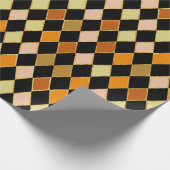 Feestelijke Retro Sinaasappel Zwart Diamantpatroon Cadeaupapier (Hoek)