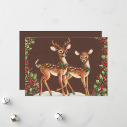 Feestelijke retro vintage kerst rendieren feestdagenkaart