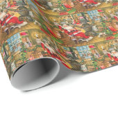 feestelijke retro vintage kerstman cadeaupapier (Rol Hoek)