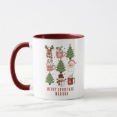 Feestelijke Retro Vrolijk Kerstfeest Gepersonalise Mok (Links)