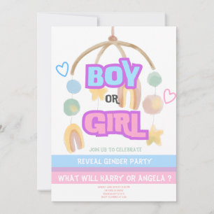 Feestelijke Reveal Gender Baby Party Invitation Kaart