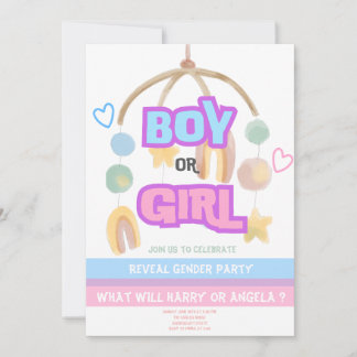 Feestelijke Reveal Gender Baby Party Invitation Kaart