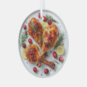 Feestelijke Roast Turkey Legs Holiday Glas Ornament (Voorkant links)