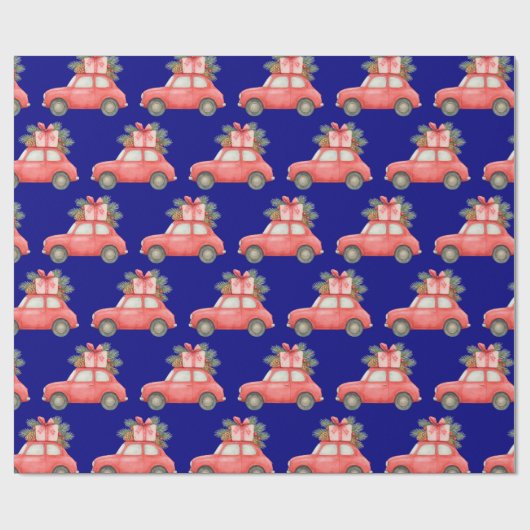 Feestelijke rode auto | Kerstcadeaus Holiday Desig Cadeaupapier (Vlak)