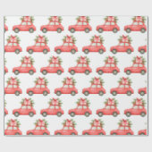 Feestelijke rode auto | Kerstcadeaus Holiday Desig Cadeaupapier (Vlak)