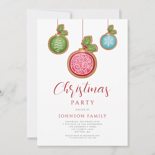 Feestelijke Rode Baubles Kerstfeest Kaart (Voorkant)