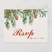 Feestelijke rode bessen Kerstmis bruiloft RSVP Briefkaart (Voorkant)