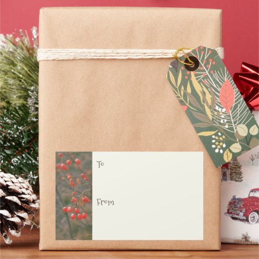 Feestelijke rode bessen Kerstmis cadeau labels (Feestdagen)
