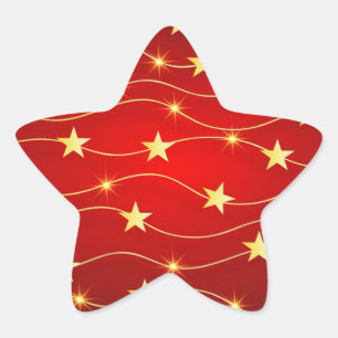 Feestelijke Rode en Gouden Gele Sterren Ster Sticker