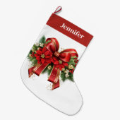 Feestelijke rode en gouden kerstboog grote kerstsok (Voorkant (Hangend))