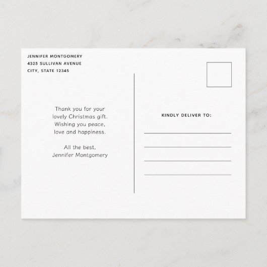 Feestelijke Rode en Gouden Kerstmis Bow Dank U Briefkaart (Achterkant)