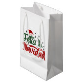 Feestelijke rode en groene Feliz Navidad Klein Cadeauzakje (Voorkant Gekanteld)