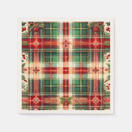 Feestelijke rode en groene geplakte kerstservetten servet