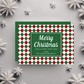 Feestelijke rode en groene kerstcheque feestdagenkaart