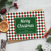 Feestelijke rode en groene kerstcheque feestdagenkaart