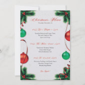 Feestelijke rode en groene kerstdiner menu kaart (Voorkant)