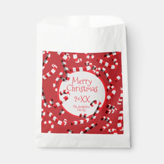 Feestelijke rode en witte Candy Canes Kerstmis Bedankzakje (Voorkant)