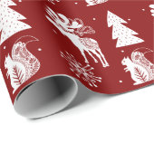 Feestelijke rode en witte kerst cadeaupapier (Rol Hoek)