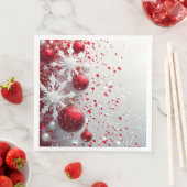 Feestelijke rode en witte kerstversieringen servet (Insitu)