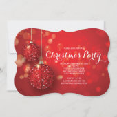 Feestelijke rode glitter Ornament kerstfeest Kaart (Voorkant)