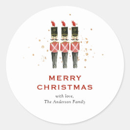 Feestelijke Rode & Gouden Notenkraker Kerst Ronde Sticker