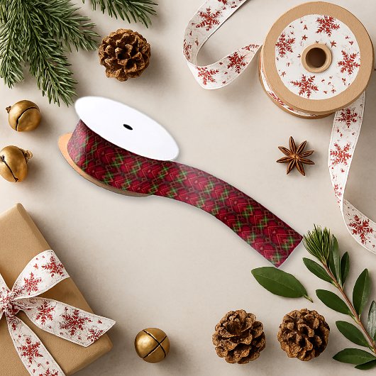 Feestelijke rode groene argyle geplakt patroon vak lint