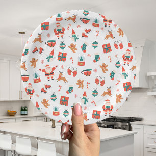 Feestelijke Rode Groene Kerst Papieren Bordje