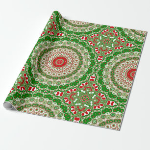Feestelijke rode & groene Mandala met feestelijke  Cadeaupapier