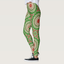 Feestelijke rode & groene Mandala met feestelijke  Leggings